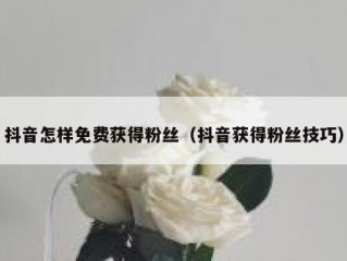 抖音怎样免费获得粉丝（抖音获得粉丝技巧）