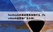 facebook内容运营具体做什么（facebook运营推广怎么样）