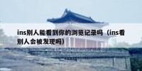 ins别人能看到你的浏览记录吗（ins看别人会被发现吗）