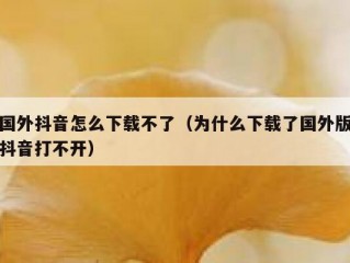 国外抖音怎么下载不了（为什么下载了国外版抖音打不开）