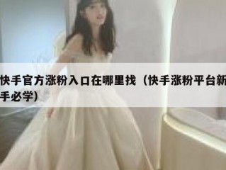 快手官方涨粉入口在哪里找（快手涨粉平台新手必学）