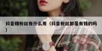 抖音赚粉丝有什么用（抖音粉丝都是有钱的吗）
