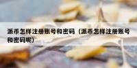 派币怎样注册账号和密码（派币怎样注册账号和密码呢）