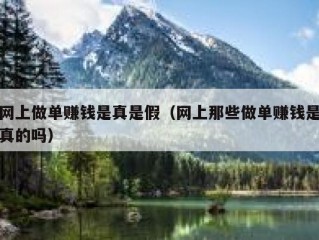 网上做单赚钱是真是假（网上那些做单赚钱是真的吗）