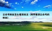 公众号粉丝怎么看到关注（如何看到公众号的粉丝）