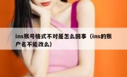 ins账号格式不对是怎么回事（ins的账户名不能改么）