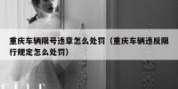 重庆车辆限号违章怎么处罚（重庆车辆违反限行规定怎么处罚）