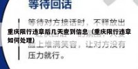 重庆限行违章后几天查到信息（重庆限行违章如何处理）