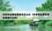 抖音粉丝要加我微信怎么办（抖音粉丝要加微信是做什么的）