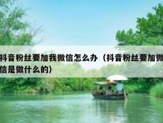 抖音粉丝要加我微信怎么办（抖音粉丝要加微信是做什么的）