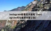 instagram能看见访客吗（instagram可以看到访客记录）