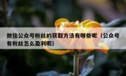 微信公众号粉丝的获取方法有哪些呢（公众号有粉丝怎么盈利呢）