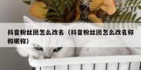 抖音粉丝团怎么改名（抖音粉丝团怎么改名称和昵称）