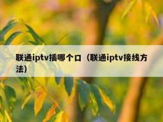 联通iptv插哪个口（联通iptv接线方法）