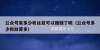 公众号有多少粉丝就可以赚钱了呢（公众号多少粉丝算多）