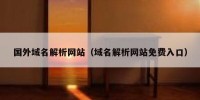 国外域名解析网站（域名解析网站免费入口）