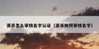 派币怎么审核名字认证（派币如何审核名字）
