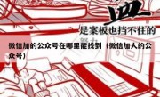 微信加的公众号在哪里能找到（微信加人的公众号）