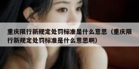 重庆限行新规定处罚标准是什么意思（重庆限行新规定处罚标准是什么意思啊）