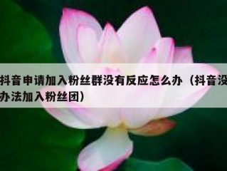 抖音申请加入粉丝群没有反应怎么办（抖音没办法加入粉丝团）