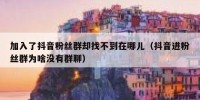 加入了抖音粉丝群却找不到在哪儿（抖音进粉丝群为啥没有群聊）