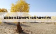 云服务器哪家比较好呢（云服务器哪家好用）
