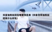 抖音加粉丝团在哪里找出来（抖音怎样加粉丝团有什么好处）