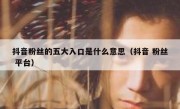 抖音粉丝的五大入口是什么意思（抖音 粉丝 平台）