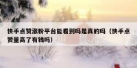 快手点赞涨粉平台能看到吗是真的吗（快手点赞量高了有钱吗）