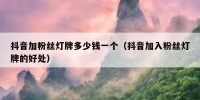抖音加粉丝灯牌多少钱一个（抖音加入粉丝灯牌的好处）