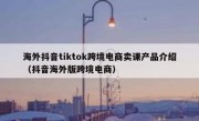 海外抖音tiktok跨境电商卖课产品介绍（抖音海外版跨境电商）