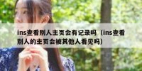 ins查看别人主页会有记录吗（ins查看别人的主页会被其他人看见吗）