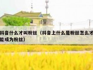 抖音什么才叫粉丝（抖音上什么是粉丝怎么才能成为粉丝）