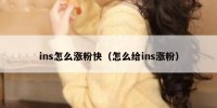 ins怎么涨粉快（怎么给ins涨粉）