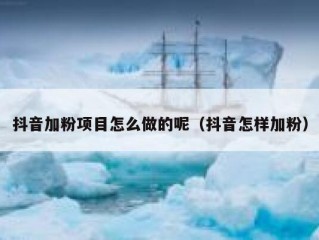 抖音加粉项目怎么做的呢（抖音怎样加粉）