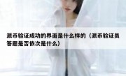 派币验证成功的界面是什么样的（派币验证员答题是否依次是什么）