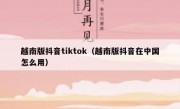 越南版抖音tiktok（越南版抖音在中国怎么用）
