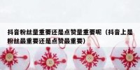 抖音粉丝量重要还是点赞量重要呢（抖音上是粉丝最重要还是点赞最重要）