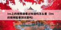 ins上的视频谁看过知道吗怎么看（ins的视频能看到访客吗）