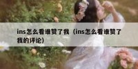 ins怎么看谁赞了我（ins怎么看谁赞了我的评论）