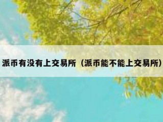 派币有没有上交易所（派币能不能上交易所）