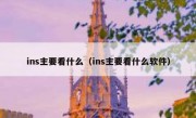 ins主要看什么（ins主要看什么软件）