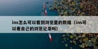 ins怎么可以看到浏览量的数据（ins可以看自己的浏览记录吗）