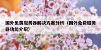 国外免费服务器解决方案分析（国外免费服务器功能介绍）
