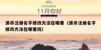 派币注册名字修改方法在哪里（派币注册名字修改方法在哪里找）