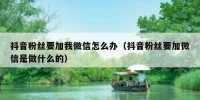 抖音粉丝要加我微信怎么办（抖音粉丝要加微信是做什么的）