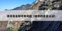 派币实名制可有风险（派币的实名认证）