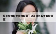 公众号如何查看粉丝量（公众号怎么查看粉丝量）