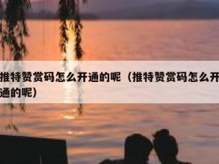 推特赞赏码怎么开通的呢（推特赞赏码怎么开通的呢）