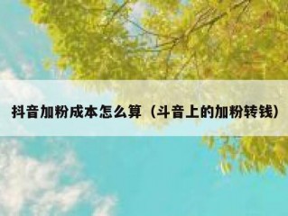 抖音加粉成本怎么算（斗音上的加粉转钱）